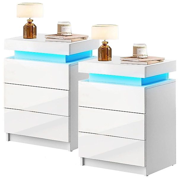 oyajia Nachttisch (2-St)Hochglanz Nachttische mit LED-Licht, günstig online kaufen