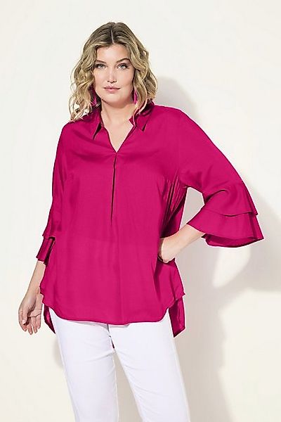 MIAMODA Hemdbluse Bluse A-Linie Satin 3/4-Ärmel mit Doppelvolant günstig online kaufen