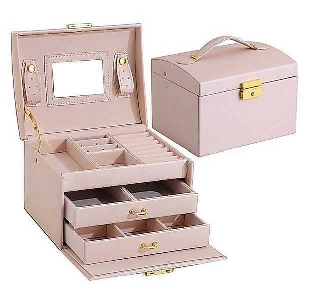 FOUORTUNATE-BEE Schmuckkasten Schmuckkasten mit Schloss, Leder-Schmuckbox m günstig online kaufen