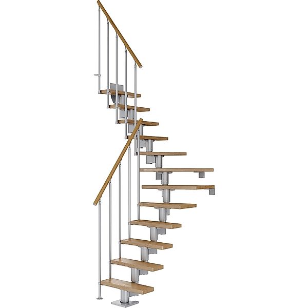 Dolle Mittelholmtreppe Dublin Eiche Perlgrau GH bis 270 cm 1/4gew. 65 cm FS günstig online kaufen