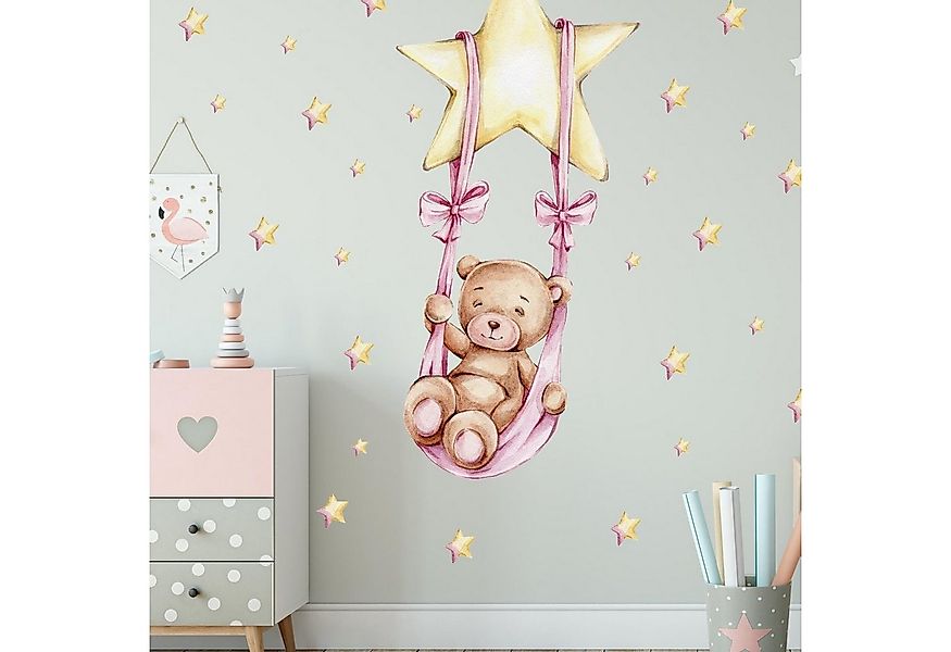 WANDKIND Wandtattoo Kinderzimmer Wandaufkleber / Bär auf der Schaukel / V29 günstig online kaufen