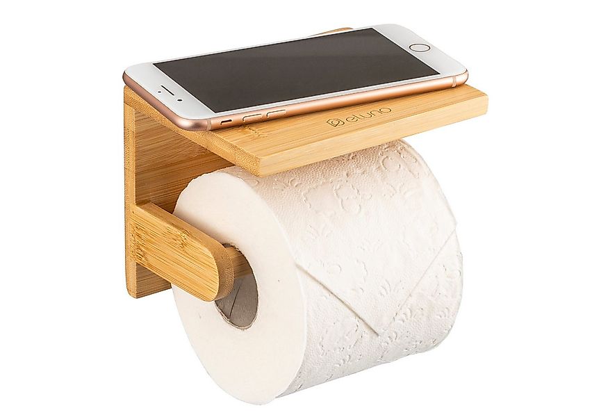 eluno Toilettenpapierhalter mit Ablage, WC-Rollenhalter aus Bambus günstig online kaufen