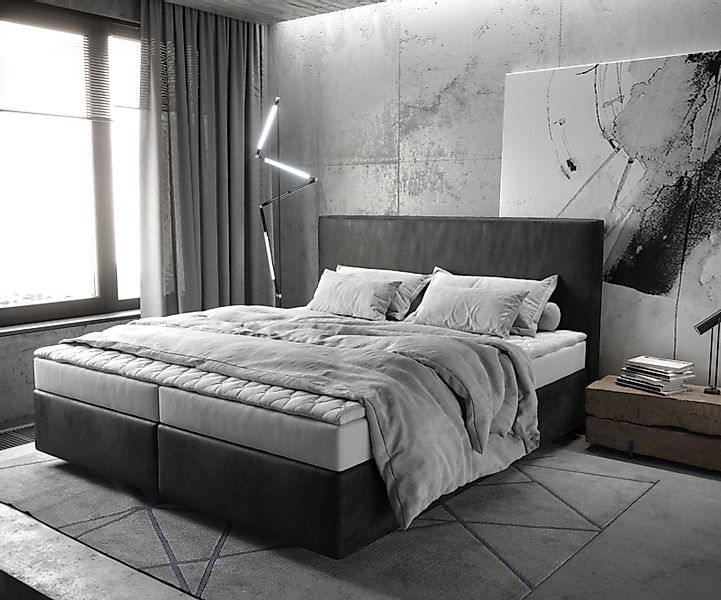 DELIFE Boxspringbett Dream-Well, Mikrofaser Anthrazit Vintage 160x200 cm mi günstig online kaufen