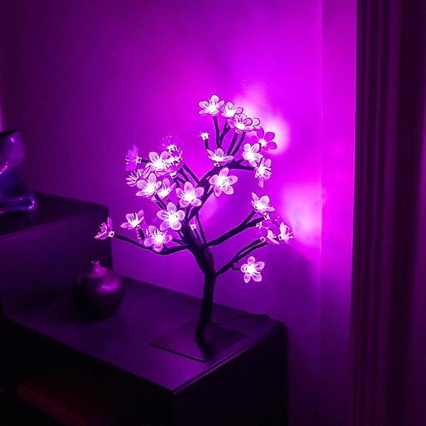 Smarte WLAN LED Tischleuchte RGB Cherry Blossom in Schwarz und Transparent günstig online kaufen