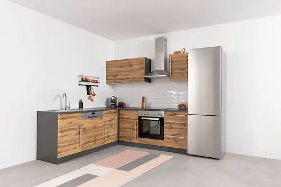 KOCHSTATION Winkelküche »KS-Samos« Stellbreite 220x220 cm, wahlweise mit E- günstig online kaufen