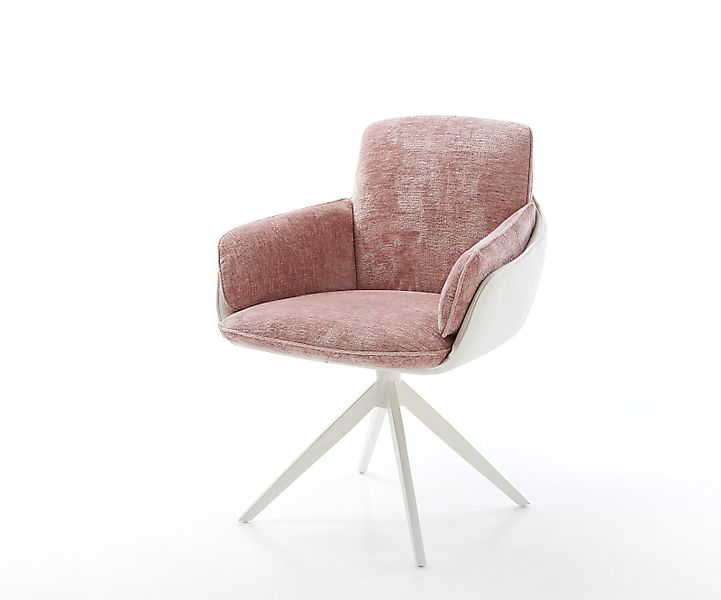 Drehstuhl Luan-Flex mit Armlehnen Materialmix Echtleder Weiß-Pastellblau Kr günstig online kaufen