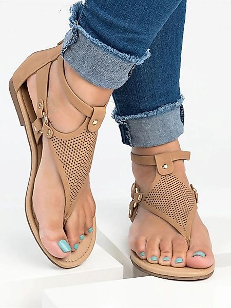 Große Größe Damen Casual Strappy Zipper Clip Toe Sandalen günstig online kaufen