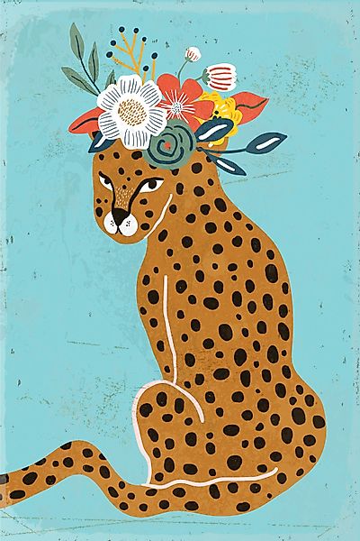 queence Metallbild "Leopard", Tiere-Leopard-Blumen, (1 St.), Stahlschild, B günstig online kaufen