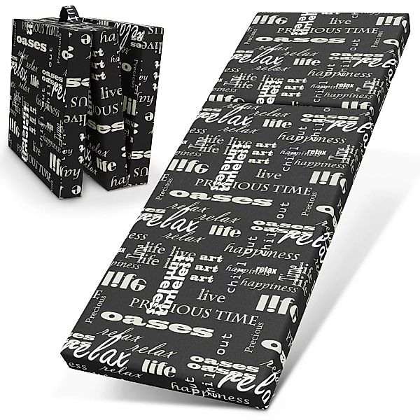 Bestschlaf Klappmatratze, 70x190x9 cm, Trendy-Motiv, schwarz günstig online kaufen