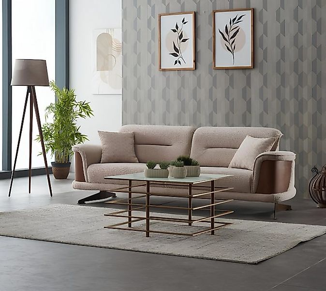 JVmoebel Sofa Dreisitzer Sofa 3 Sitzer Stoffsofa Polstersofa Couch Beige Mo günstig online kaufen
