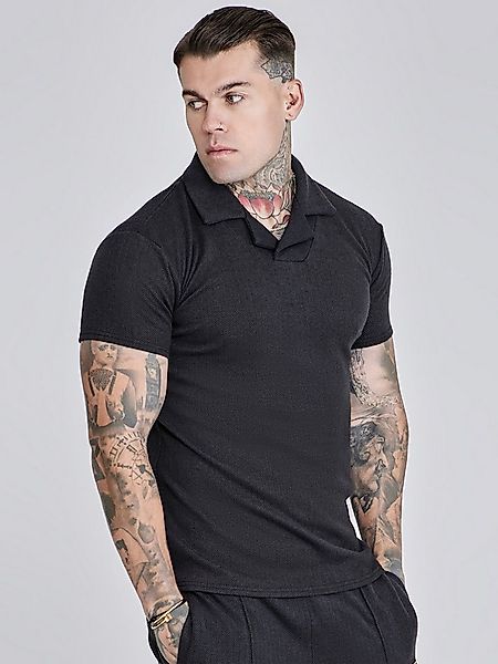 Siksilk Poloshirt SikSilk Herren Schwarzes Smart Polo T-Shirt günstig online kaufen