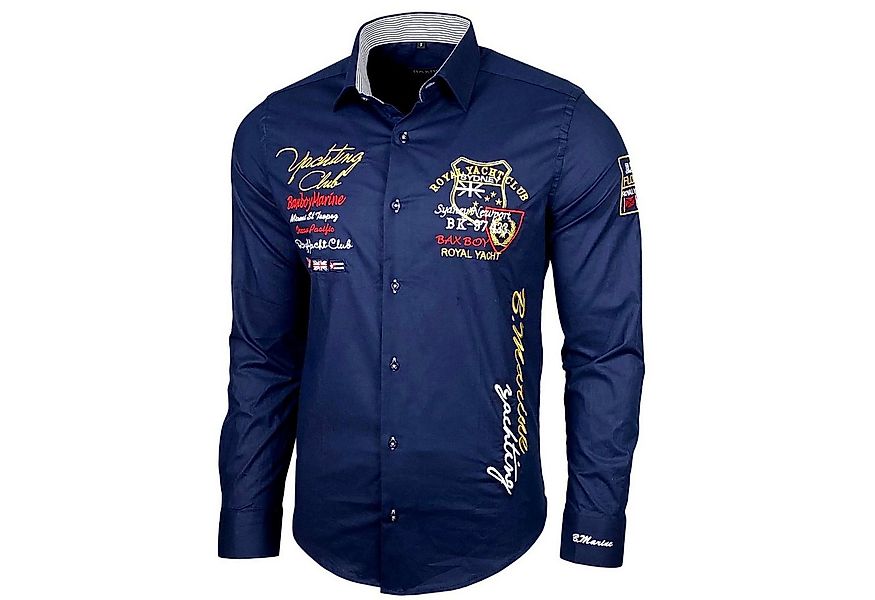 Baxboy Langarmhemd Baxboy Edel Dezent Herren Hemd Stickerei Hemden Kontrast günstig online kaufen