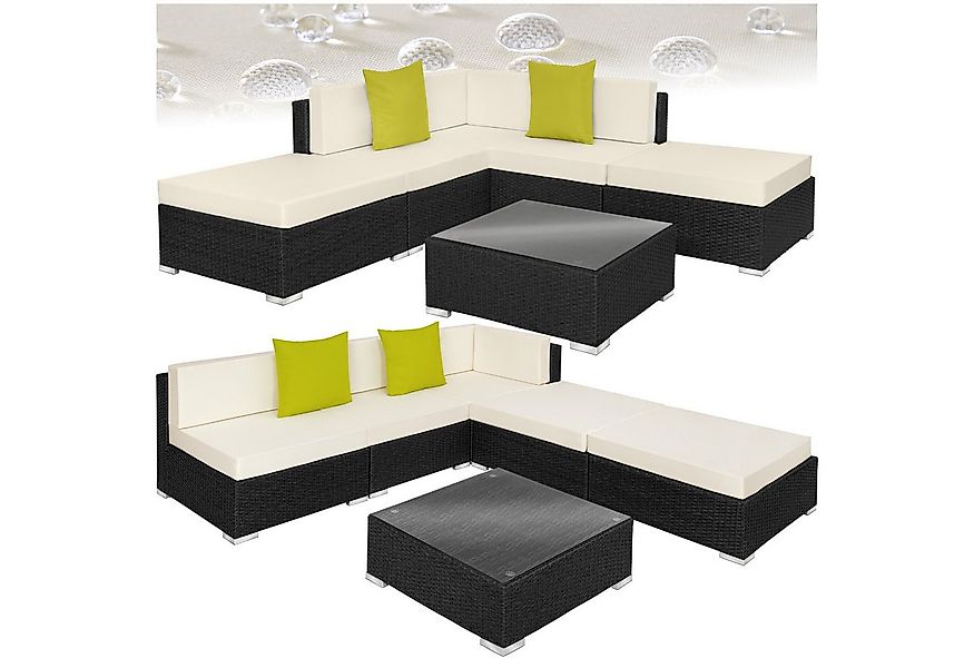 tectake Loungeset Rattan Lounge, (Set., 6-tlg), Glastisch mit Alu-Gestell & günstig online kaufen
