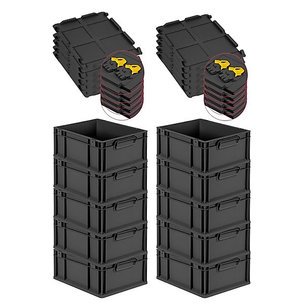 PROREGAL SuperSparSet 10x Eurobox Nextgen Grip Mit Scharnierdeckel Und Gelb günstig online kaufen