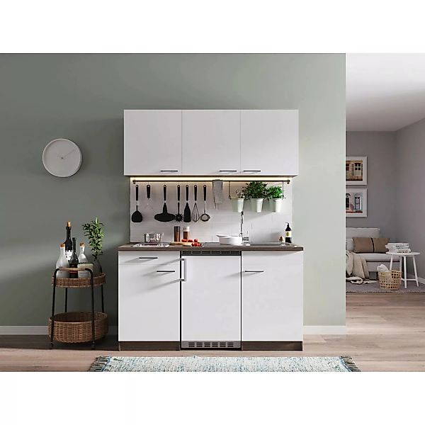 Respekta Küchenzeile KB150EYWC 150 cm Weiß-Eiche York Nachbildung günstig online kaufen