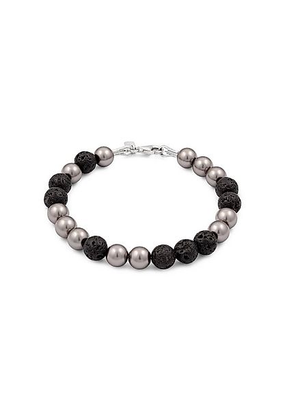 Kuzzoi Bead-Armband-Set Lava Synthetische Perle Grau Schwarz 925 Sterling S günstig online kaufen
