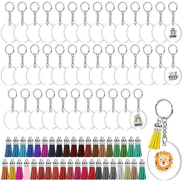Kurtzy Schlüsselanhänger Acryl Schlüsselanhänger mit Quasten günstig online kaufen