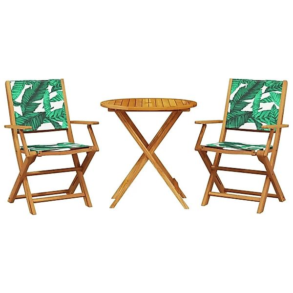 vidaXL 3-tlg Bistro-Set Blattmuster Stoff und Massivholz Modell 3 günstig online kaufen