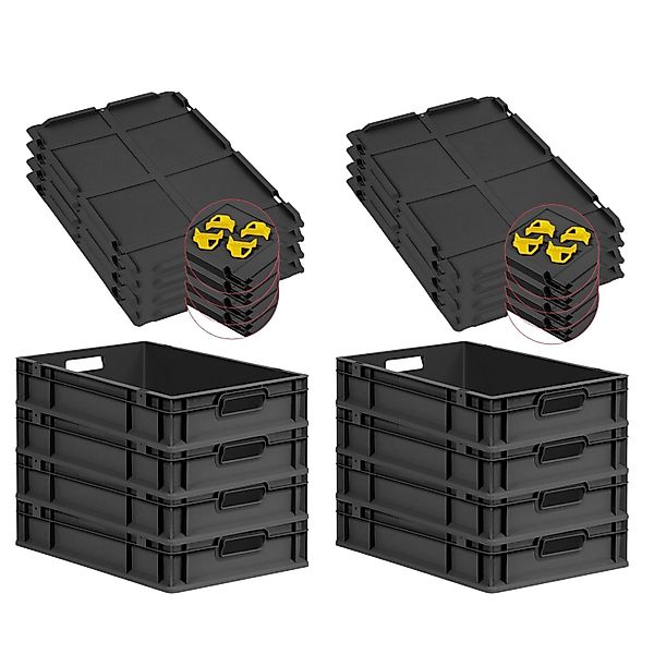 PROREGAL SuperSparSet 8x Eurobox Nextgen Grip Mit Auflagedeckel Und Gelben günstig online kaufen