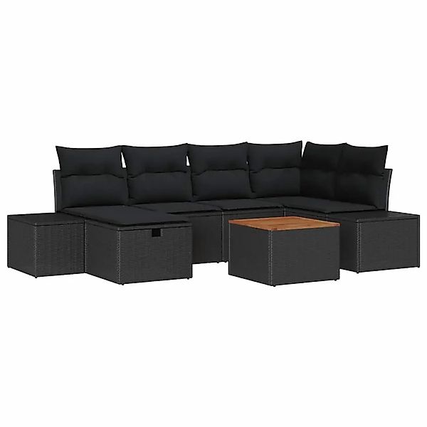 vidaXL Garten-Sofa-Set mit Kissen 7-Tlg Schwarz Poly Rattan 3359597 günstig online kaufen