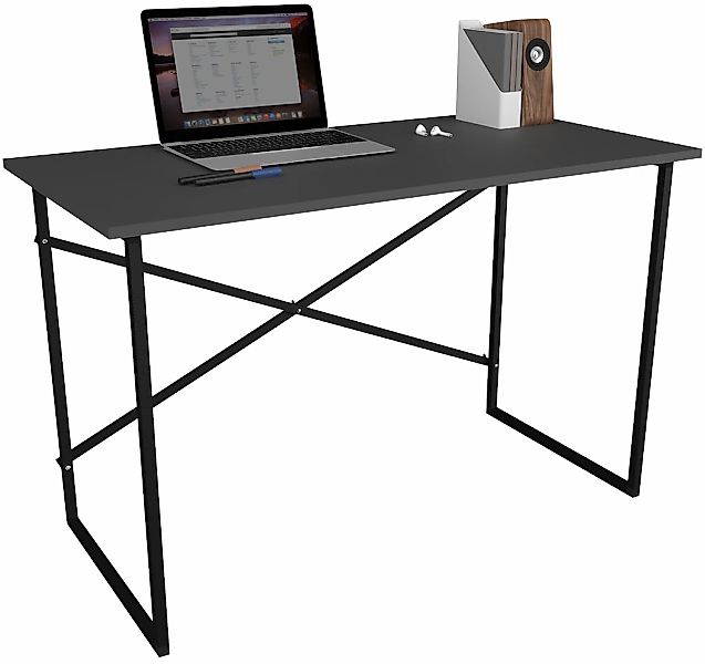 VCM Schreibtisch "VCM Holz Metall Schreibtisch Computertisch Arbeitstisch B günstig online kaufen