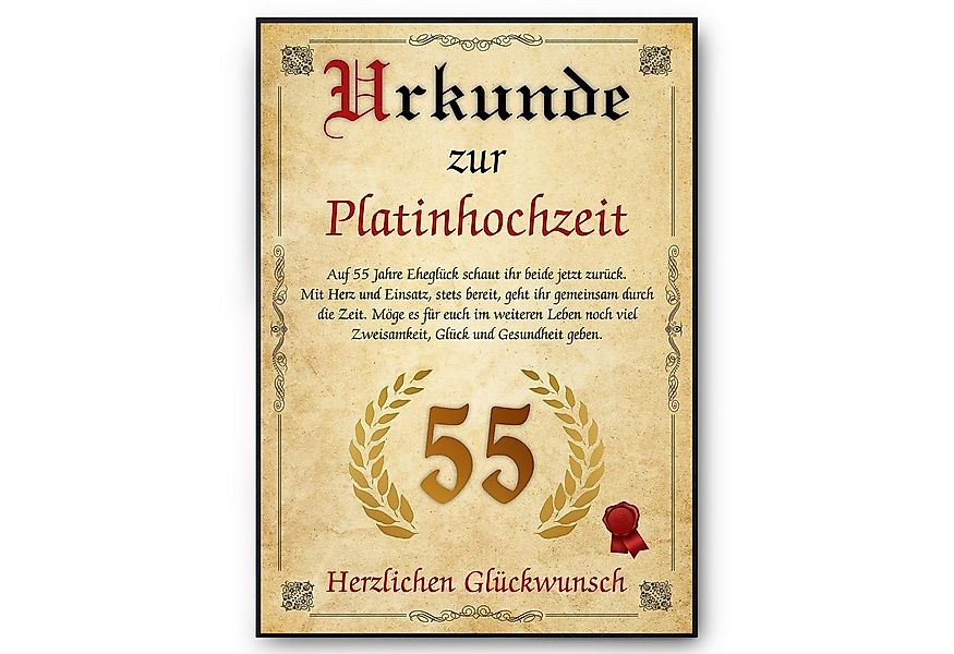 Tigerlino Poster Urkunde zum 55. Hochzeitstag Geschenk 55. Jahrestag Karte günstig online kaufen