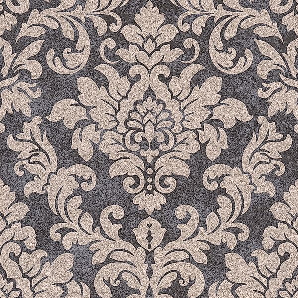 PROFHOME 372704-GU Barock Tapete Glitzer glänzend Schwarz Silber Beige 0,53 günstig online kaufen