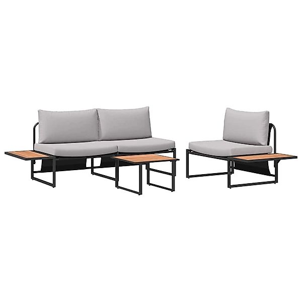 vidaXL Garten Essgruppe 3-Tlg Hellgrau Stahl 3335892 günstig online kaufen