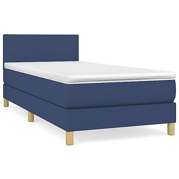 vidaXL Boxspringbett, Boxbett mit Matratze Blau 90x200 cm Stoff günstig online kaufen