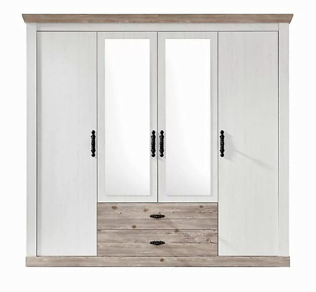 Furn.Design Kleiderschrank Rovola (Schrank in Pinie weiß und Oslo-Pinie, 4- günstig online kaufen