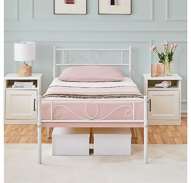 Yaheetech Bettgestell Metallbett mit Kopfteil, Einzelbett/Doppelbett Metall günstig online kaufen