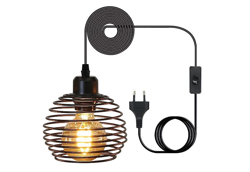 Nettlife Pendelleuchte Schwarz 1.5M Pendellampe mit Schalter Stecker E27, m günstig online kaufen