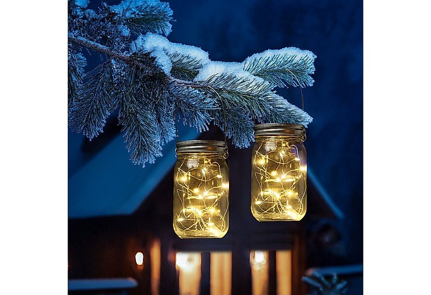 MARELIDA LED Solarleuchte LED Solar Glas Windlicht Laterne Einmachglas für günstig online kaufen