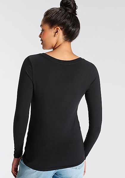 Tamaris Langarmshirt langärmlig, sehr figurbetont, unifarben, günstig online kaufen