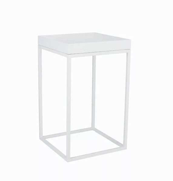 Beistelltisch Pino Säulenform Gestell weiß Tablett Esche Weiß günstig online kaufen