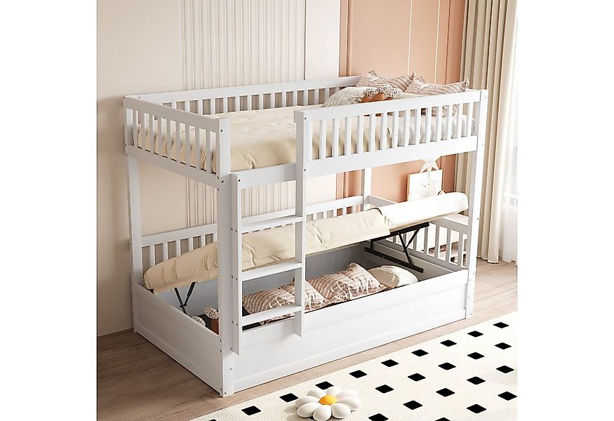 Merax Etagenbett (Kiefernholz Stockbett Stauraumbett, 205 x 95 x 150 cm, 1- günstig online kaufen