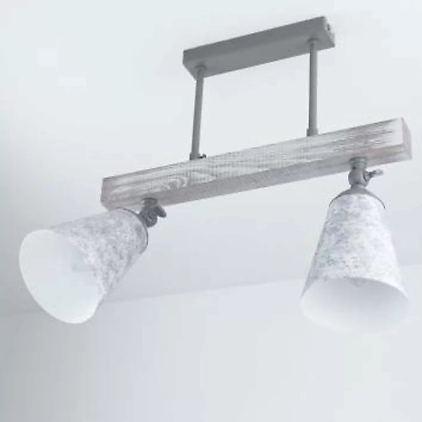 Küche Deckenlampe AGAP Echtholz Shabby Weiß 2xE27 günstig online kaufen