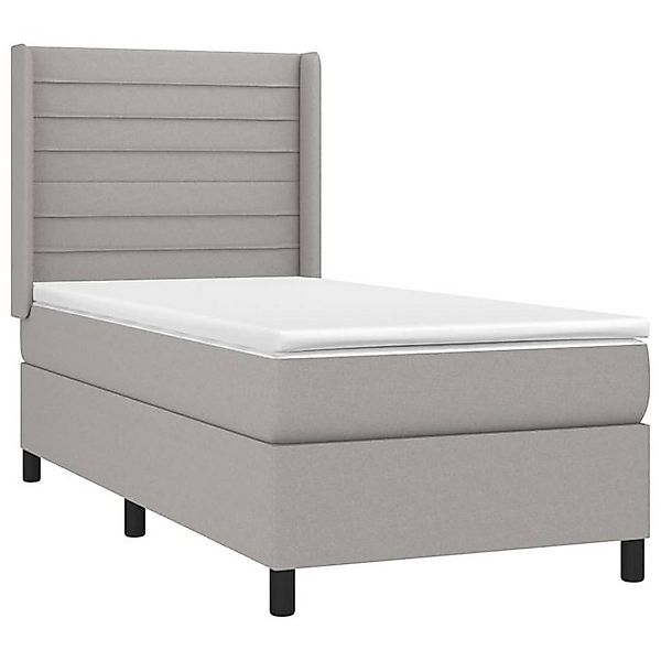 vidaXL Boxspringbett, Boxbett mit Matratze Hellgrau 90x190 cm Stoff günstig online kaufen