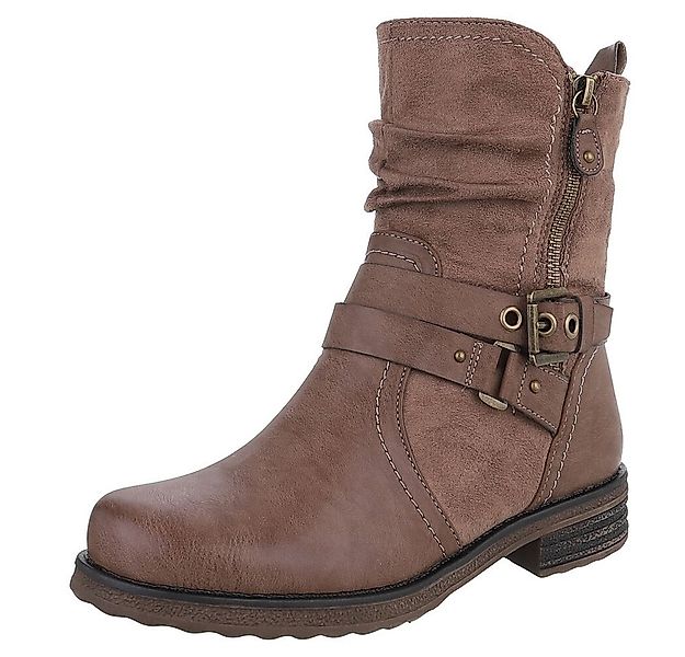 Ital-Design Stylischer Stretch-Stiefel mit Schnalle und Reißverschluss Stie günstig online kaufen