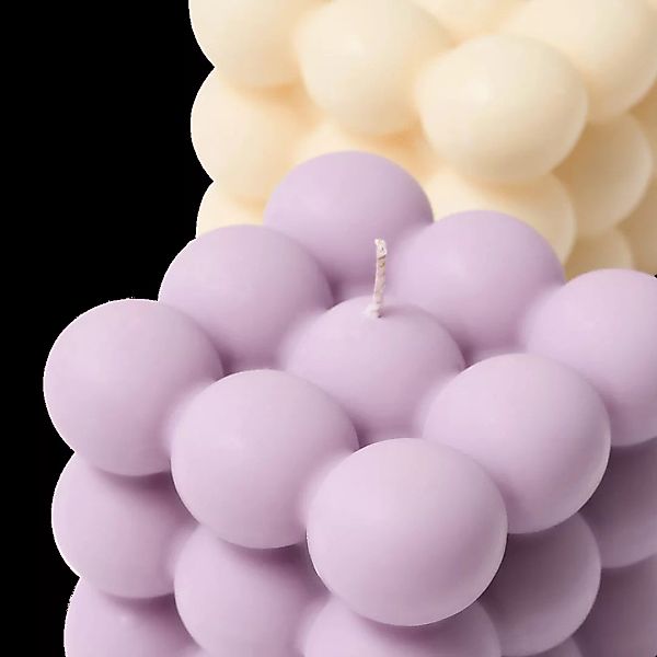 2 x Foam Sandalwood & Vanilla Bubble-Kerzen, Cremeweiss und Mauve - MADE.co günstig online kaufen