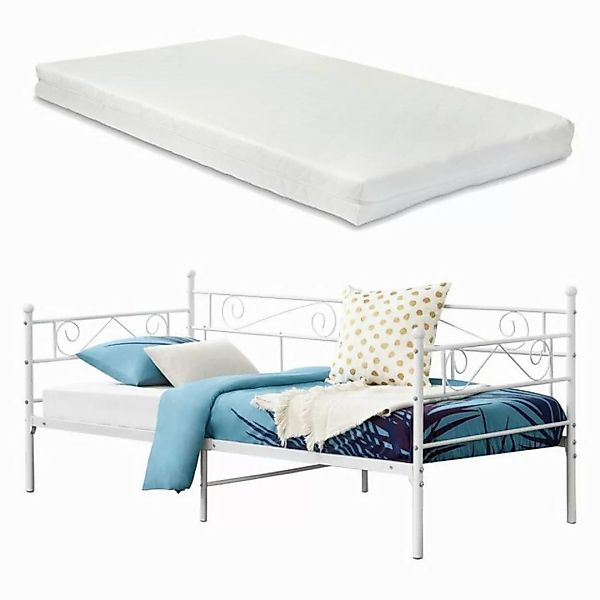 en.casa Metallbett, »Kerava« Einzelbett 90x200 cm mit Kaltschaummatratze We günstig online kaufen