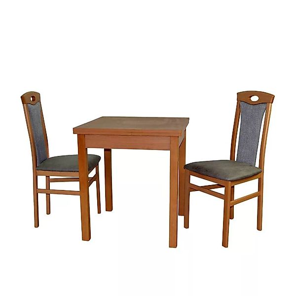 Esszimmer Sitzgruppe Tisch ausziehbar Stühle in Hellgrau (dreiteilig) günstig online kaufen