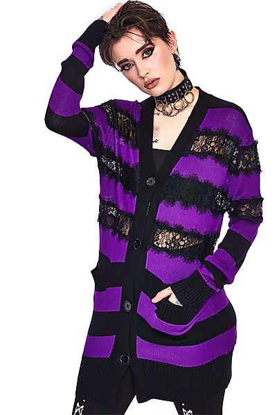 Jawbreaker Strickjacke Oversized Stripe Purple Cardigan günstig online kaufen