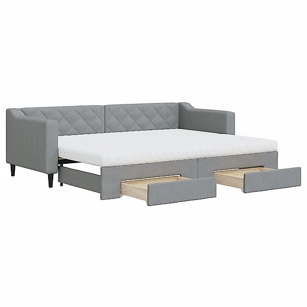 vidaXL Bett, Tagesbett Ausziehbar mit Schubladen Hellgrau 80x200 cm Stoff günstig online kaufen