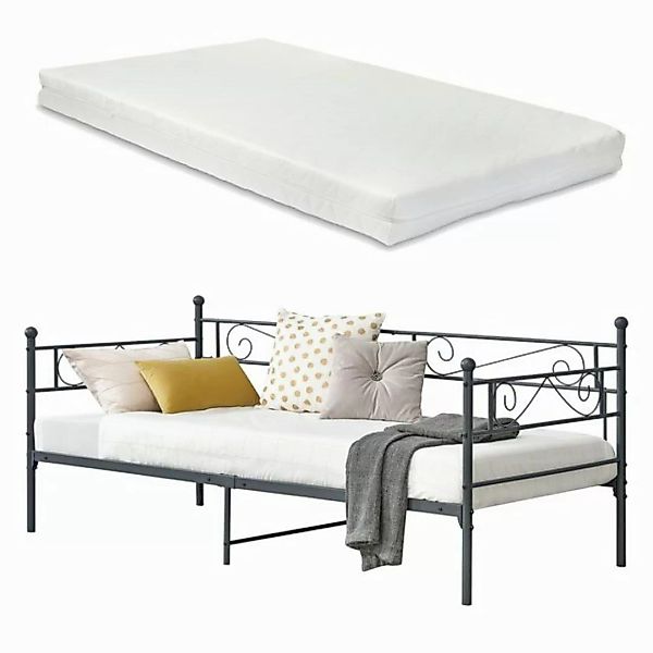 en.casa Metallbett, »Kerava« Einzelbett 90x200 cm mit Kaltschaummatratze Du günstig online kaufen