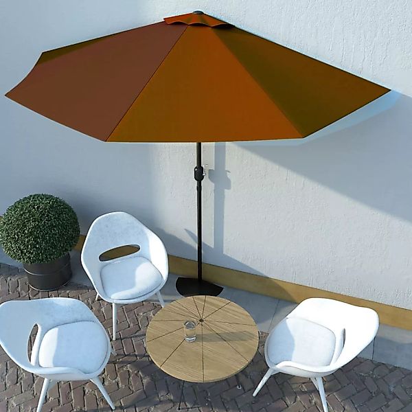 Balkon-sonnenschirm Alu-mast Terrakotta 300x150x253cm Halbrund günstig online kaufen