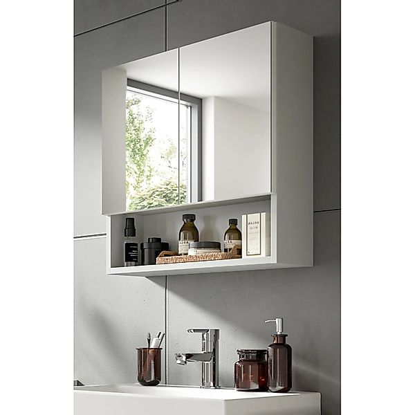 Inn.Furn Spiegelschrank Grau 55 cm 2-türig mit Soft-Close Carlo günstig online kaufen