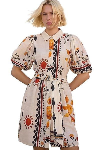 Next Minikleid Mini-Hemdblusenkleid, Bindegürtel und Puffärmeln günstig online kaufen