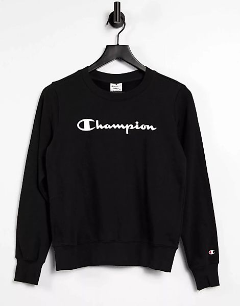 Champion – Sweatshirt mit großem Logo in Schwarz günstig online kaufen