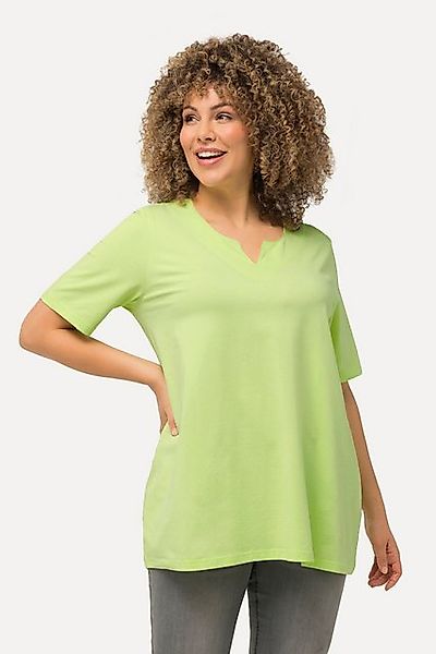 Ulla Popken T-Shirt T-Shirt A-Linie Tunika-Ausschnitt Halbarm günstig online kaufen